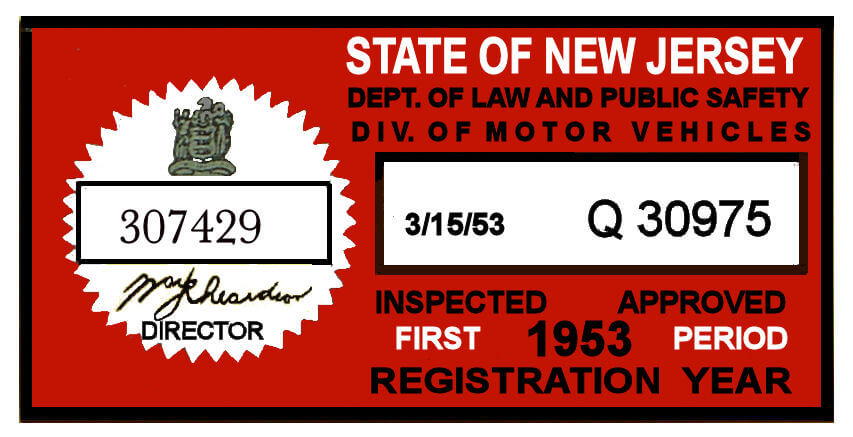 (image for) 1953 1st Period New Jersey INSPECTION Sticker